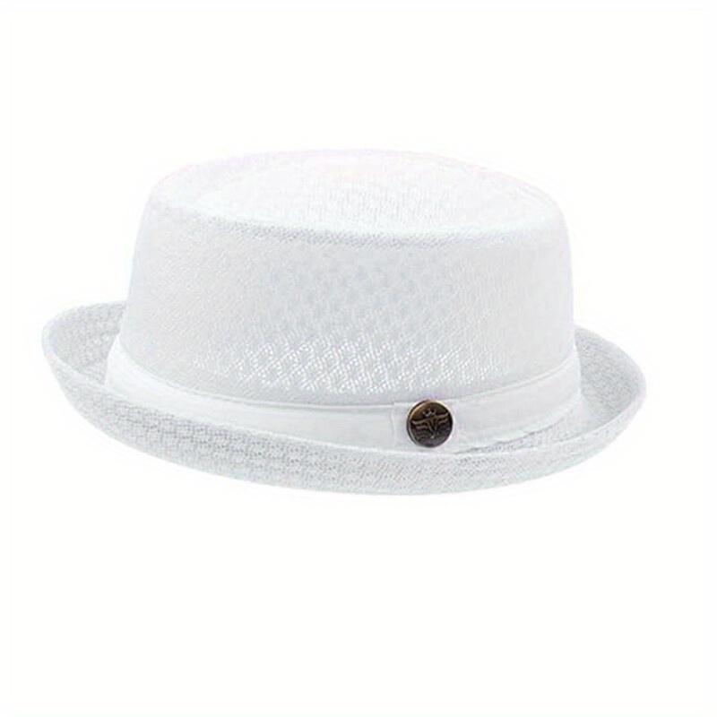 1 Stück Sommer Mesh Sonnenhut Herren Damen Atmungsaktiver Mesh Fedora Hut Jazz Kappe Panama Fedora Hüte Damenmode Herren Accessoires Panama Netzhut weiß
