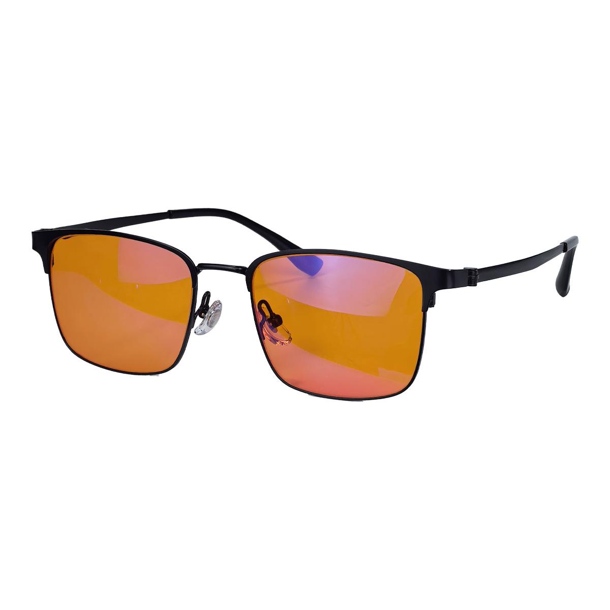 Titanium Formrahmen Brille für Herren Rote Gläser Bessere Schlaf Brille Orange Gläser Gaming Arbeits Brille Große Größe 141mm