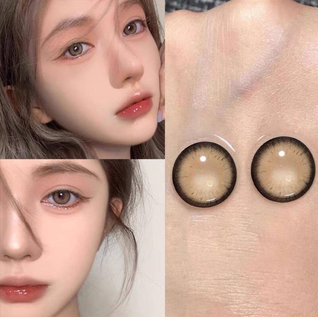 2 Stück/Paar kosmetische Kontaktlinsen, natürliche Kontaktlinsen für verschreibungspflichtige Augen mit Dioptrien, Augenlinse mit großem Durchmesser 0 braun