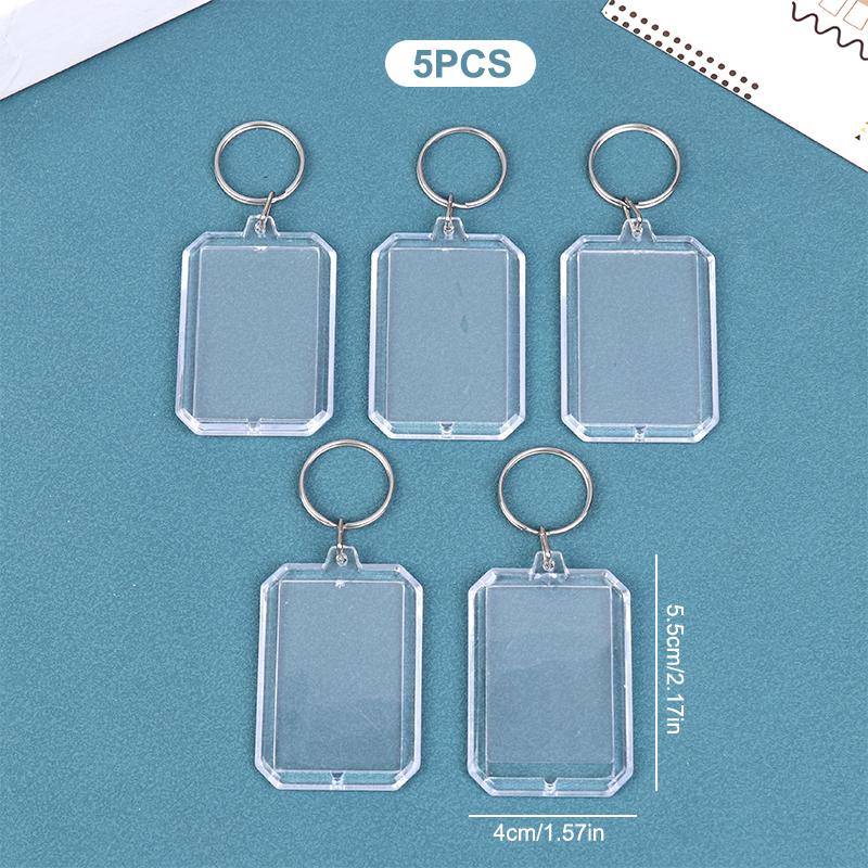 5 Stück Blanko-Fotorahmen Schlüsselanhänger Klarer Acryl-Schlüsselring Einfügen Foto Split Schlüsselanhänger DIY Schlüsselanhänger Paar Jubiläumsgeschenke gray