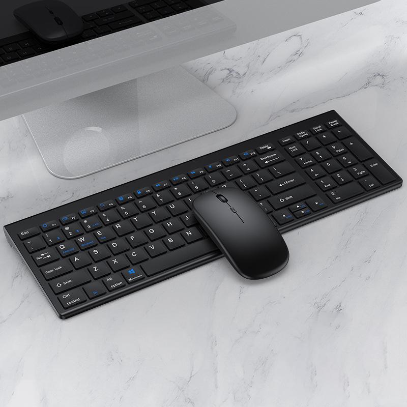 Bluetooth-Tastatur, drei Modi, kabellose Tastatur und Maus in voller Größe, wiederaufladbares Tastatur-Set für mehrere Geräte English schwarz
