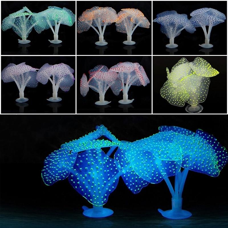 Buntes künstliches Aquarium-Aquarium-Ornament aus Silikon, Wasserdekoration, Pflanzenkoralle grün