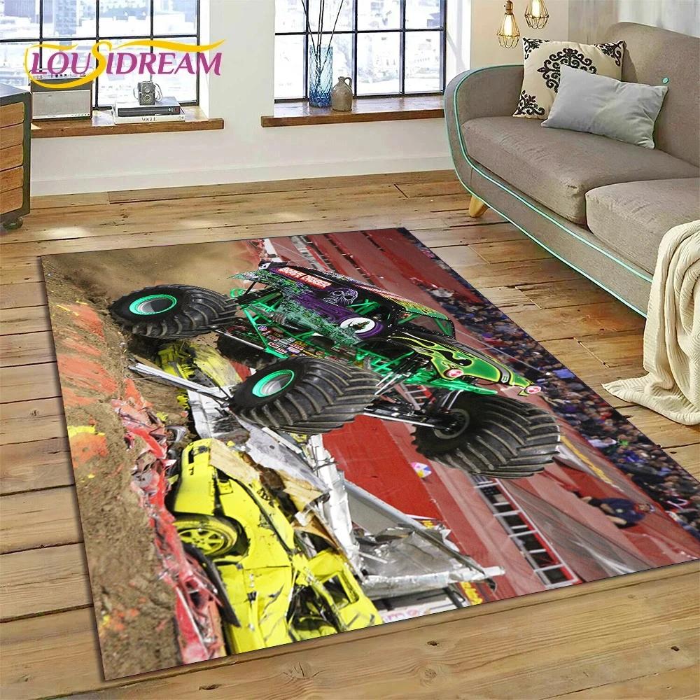 Monster Truck Monster Jam Cartoon Teppich für Schlafzimmer Wohnzimmer Zuhause Sofa Dekoration, Kinder Spiel Große Deko Bodenmatte 40x60cm( 15x23in )