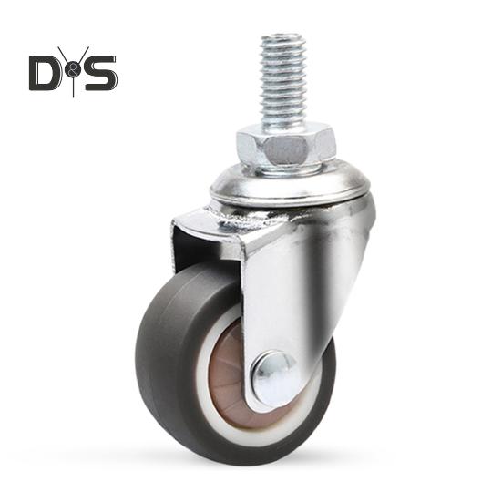 5 Stück 1,5 /2  Lenkrollen mit Gewinde M8 x 15 mm, Gummirollen, geräuschlose Möbelrollen, Ersatz für Babybett, Tisch, Regal 2inch A