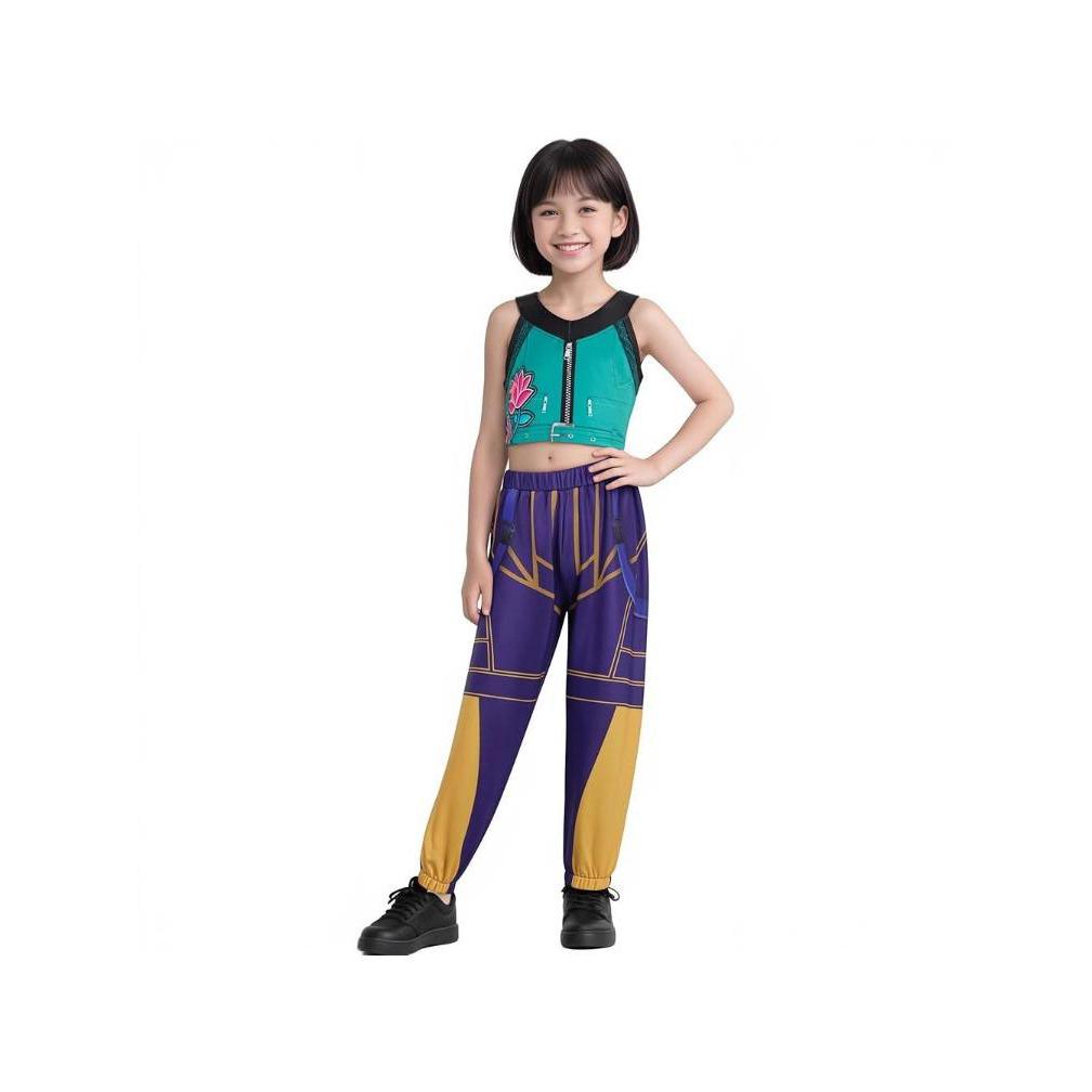 Kpop Rumi Zoey Mira Party Girls Dämonen Kostüm Jäger Cosplay Outfit Jacke Oberteil Shorts Kinder Halloween Kostüme Sänger Cosplay 110 blau