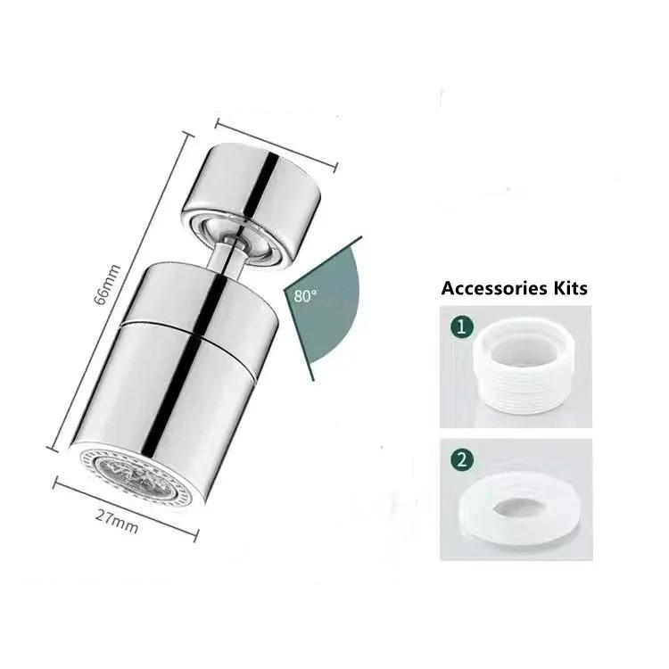 2-Modus Küchenarmatur Sprühkopf Filter Einstellbar 360 ° Drehbar Anti-Spritzwasser Wasserhahn Düse Bubbler Küchenspüle Wasserhahn Belüfter silber