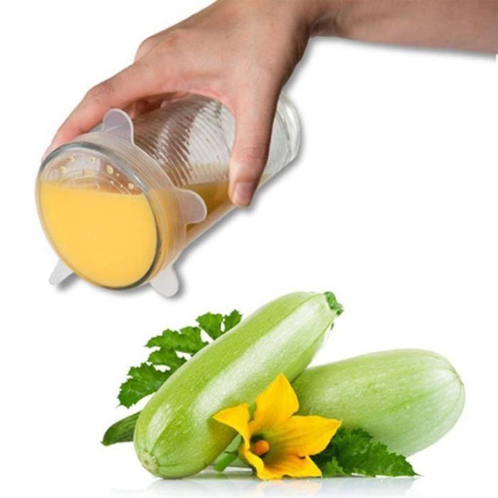 6 Stück Lebensmittel-Schüsseldeckel aus wiederverwendbarem Silikon, luftdicht, dehnbar für Lebensmittel-Transparent