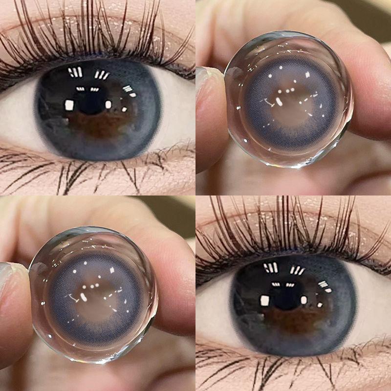 Millcreek blaue Kontaktlinsen 2 Stück (1 Paar) Augenkosmetik, farbige Kontaktlinsen, 14,5 mm, Puppenaugen, weiche, angenehme, leuchtend blaue Kontaktlinsen, 1 Jahr Gebrauch dunkle himmelblaue