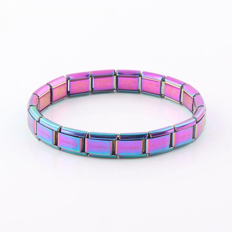 Charm-Armband, neuer Damen-Schmuck, 9 mm breit, italienisches elastisches Charm-Armband, Schmuck, modischer Armreif aus 304 Edelstahl, Vakuum-Galvanik pink