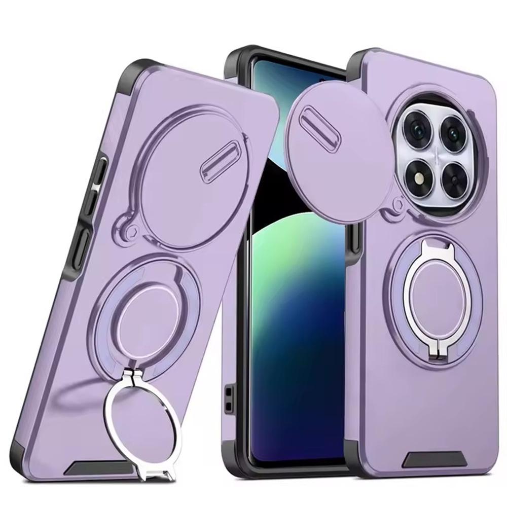 Matte Armor Ringhalter Handyhüllen Für Xiaomi Redmi Note 14 13 Pro Plus 14C 13 4G 5G Magnetische Schiebe-Kamera-Schutzhülle Fundas Redmi 14C 4G&For Xiaomi Redmi violett