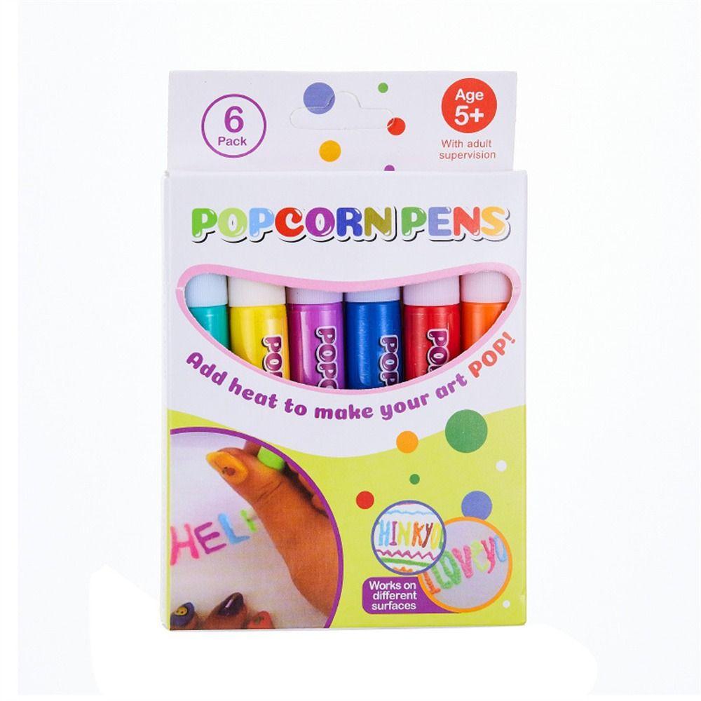 Geburtstagskarten Popcorn-Stifte Tintenstifte Buntstifte 3D-Kunststifte Sicherer Stift Blasenstift Schulbedarf 1box white