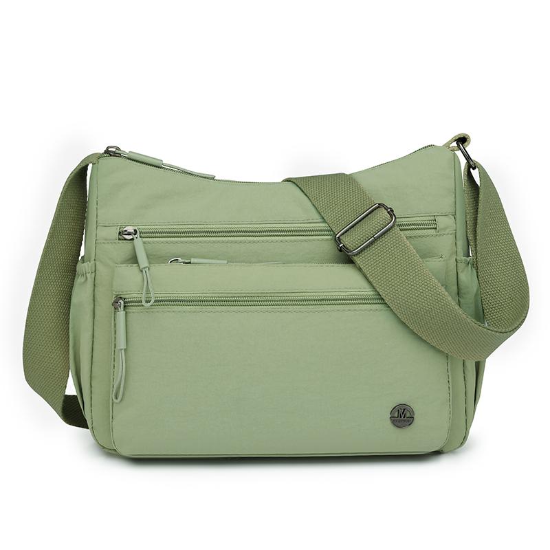 Damen wasserdichte Nylon-Mehrschicht-Umhängetasche Damen Handtaschen mit großer Kapazität Geldbörse Damen Casual Schulterkissentaschen grün