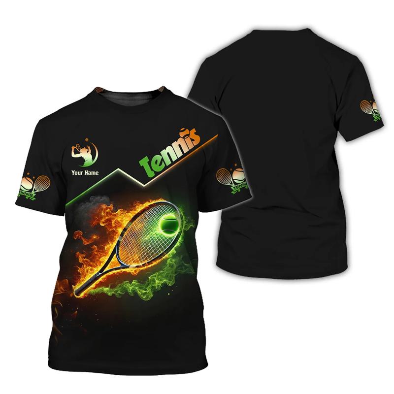 Benutzerdefinierter Name Tennis T-Shirt Herren 3D Gedruckt Personalisierte T-Shirts Sportspieler Kurzarm Tops Sommer Rundhals T-Shirt M