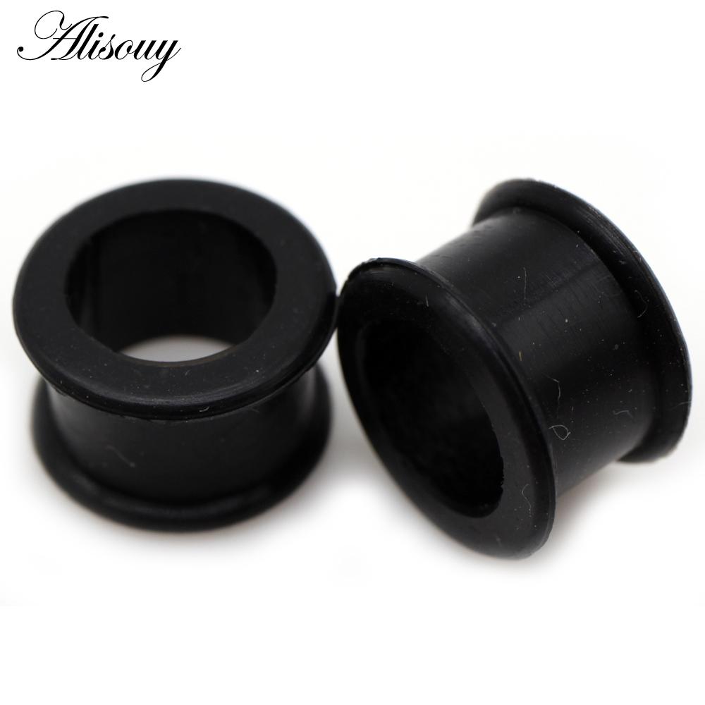 1 Paar hochwertige Piercing-Ohrstöpsel aus dünnem Silikon, flexibler Körperschmuck, Messgeräte 3–25 mm, Hauttunnel-Stecker, hohler Ohrstöpsel 12mm schwarz