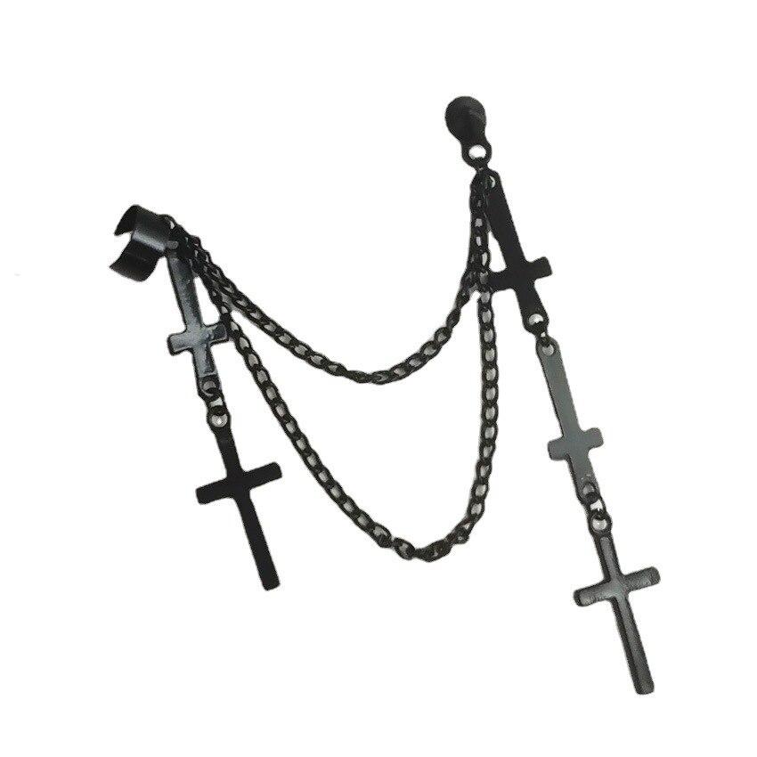 Gothic Schwert Kreuz Ohrringe für Frauen Vintage Rock Punk Piercing Ohr Stud Ohrringe Koreanische Mode Mädchen Weihnachten Schmuck 3-Black-1pcs