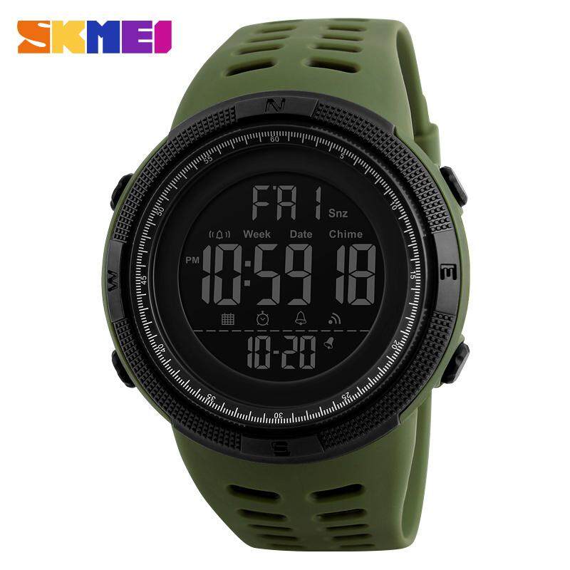 Neue SKMEI Herren-Sportuhren, digitale wasserdichte Uhr, Countdown-Alarm, Chrono-Armbanduhren 1251 grün