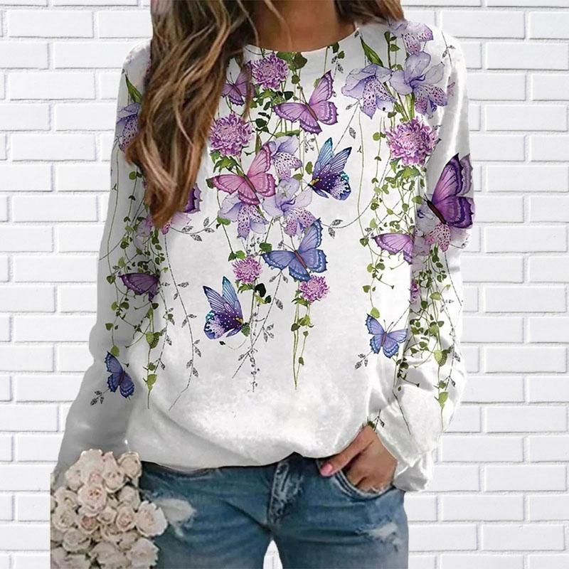 3D Druck Adler Frauen T-shirts Damen Tops Lange Hülse O-ansatz Pullover Femme T-shirts T Shirt Für Frauen S weiß