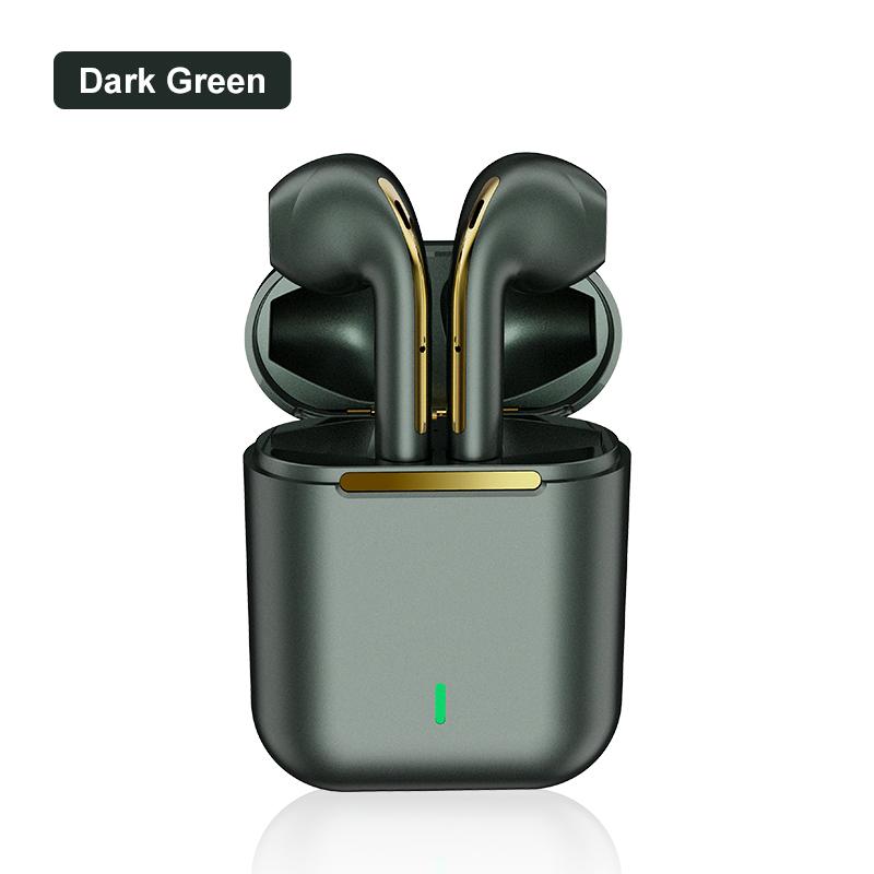 J18 TWS Bluetooth Kopfhörer Headset Echte Drahtlose Ohrhörer In Ear Stereo Kopfhörer Ohrhörer für Xiaomi Samsung Telefon TWS grün
