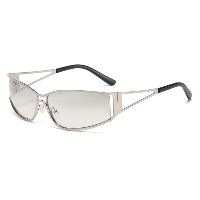 Y2K Silber Sonnenbrille Damen Sonnenbrille Farbe Ausgeschnitten Zukunftsgefühl Technologie Mädchen Netz Rot Sonnenbrille Trendig Herren