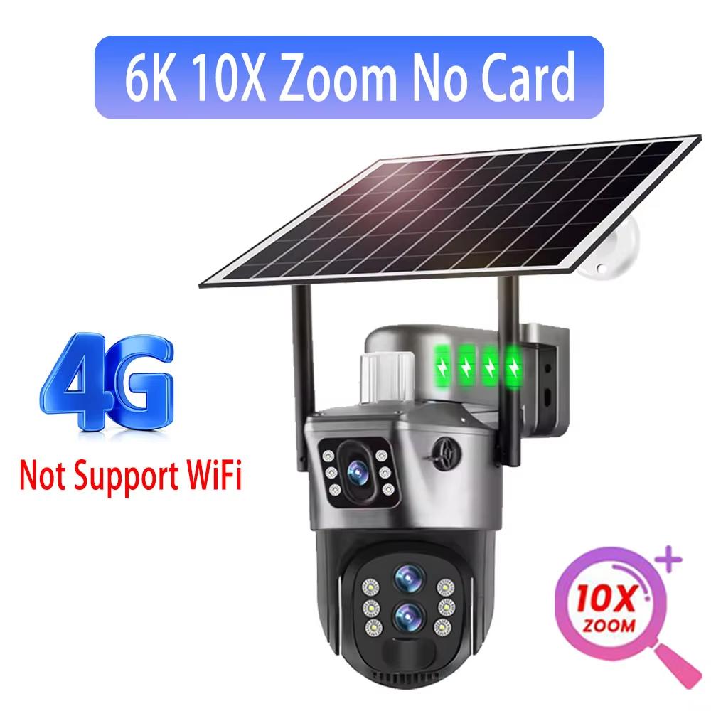 6K 12MP Solarkameras 4G Sim Outdoor Drei Objektive 10x Zoom Überwachung IP Wireless CCTV AI Tracking Camara 360 Sicherheitskamera V380 6K Cam 10xZoom