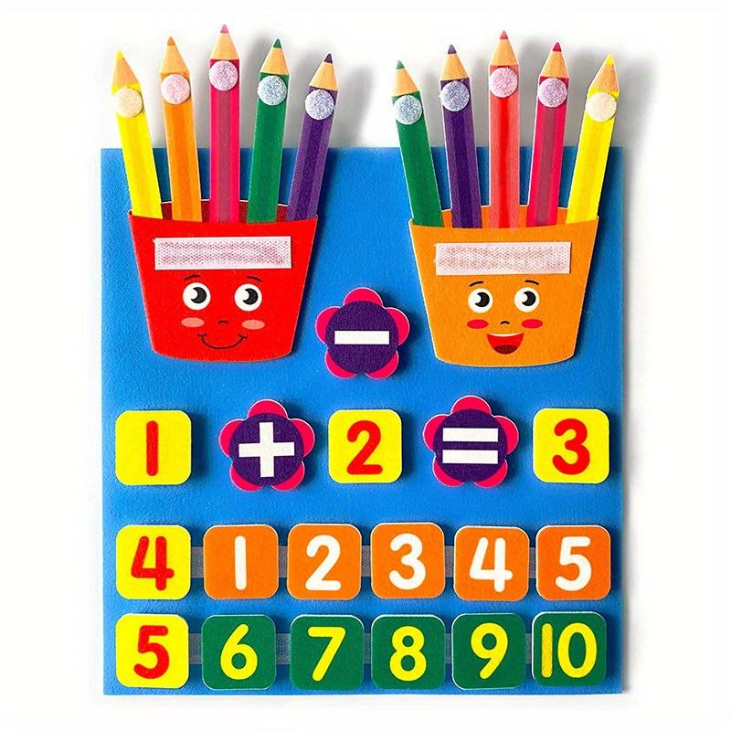 11,8*11,3 Zoll Kinder Montessori Bleistiftform Spielzeug Filz Finger Zahlen Mathe Spielzeug Kinder Zählen Frühes Lernen ideal für Kleinkinder Intelli red
