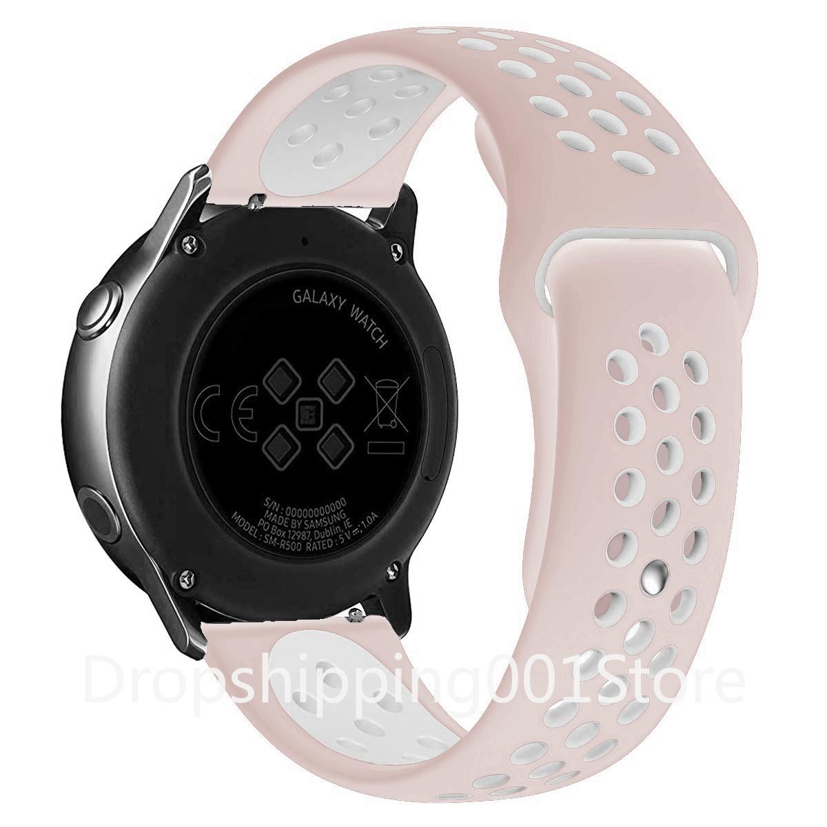 Silikonband 20/22 mm für Samsung Galaxy Watch 3 4 klassisches Armband Gear S3 46/42 mm Huawei Watch GT2 Correa Armband Active 2 40 mm 44 mm Armband 22mm watch strap rosa/weiß