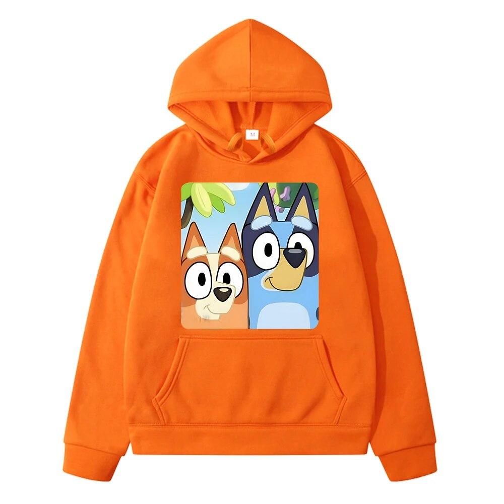 Blueys Anime Hoodie Sweatshirt Fleece Pullover Herbstjacke Blueys Dog Britische Cartoons Hoodies y2k Sudadera Kinderkleidung Mädchen 130 orange