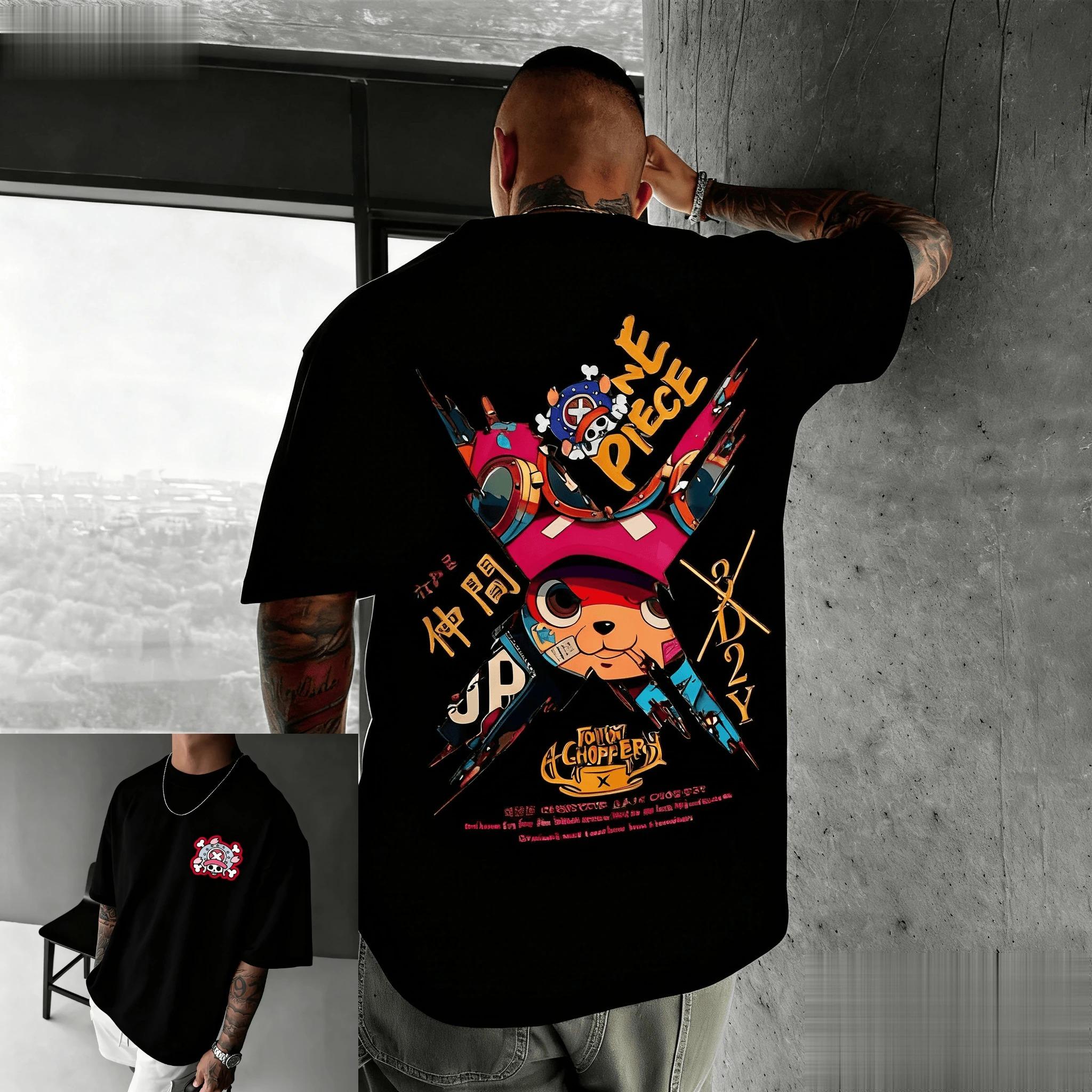 Neues One Piece Chopper Anime T-Shirt Herren Damen Baumwolle Kurzarm Tee Sommer Cartoon Grafik Streetwear Lässiges Top Oversized Y2k L