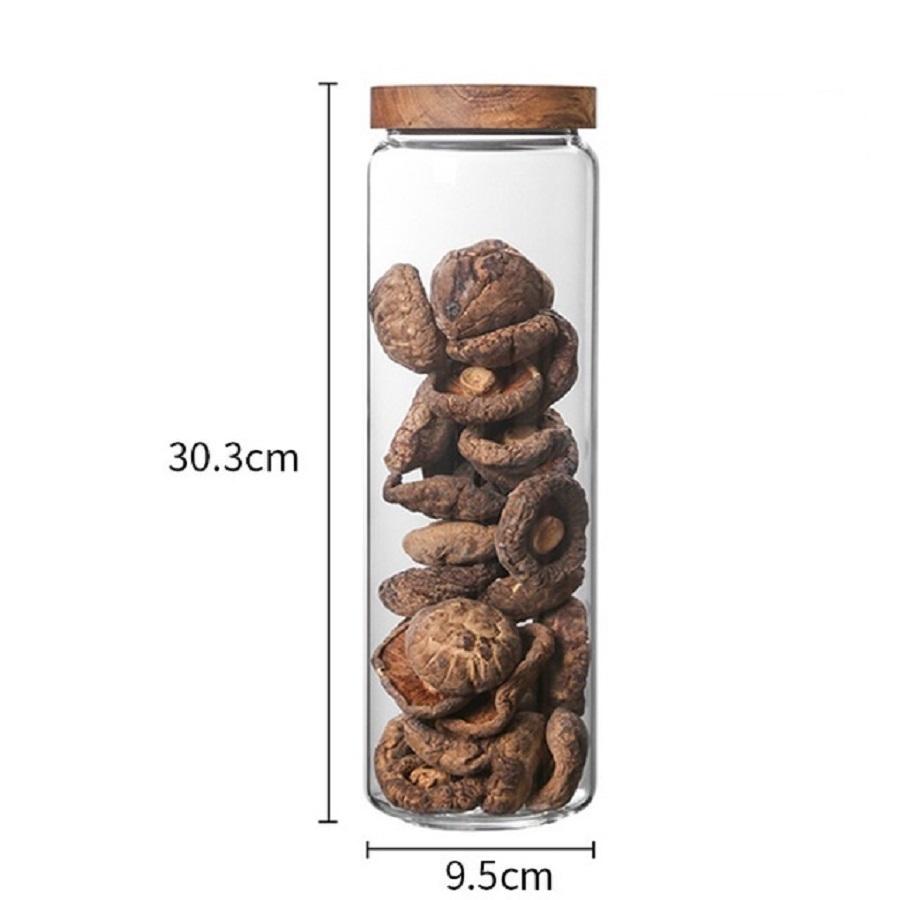 1 Stück Vorratsgläser aus Glas, Lebensmittelbehälter mit luftdichtem Bambus-Holzdeckel für Kekse, Nüsse, Kaffeebohnen, Müsli, Glaskanister