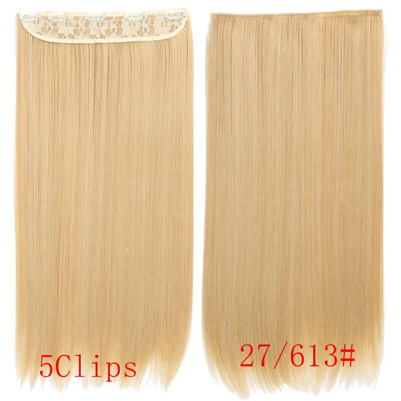 24-Zoll-Haarverlängerungen, 60 cm, natürliche Haarteile, gerade, synthetische Clip-in-Haarverlängerungen, Perücke D1012-27-613