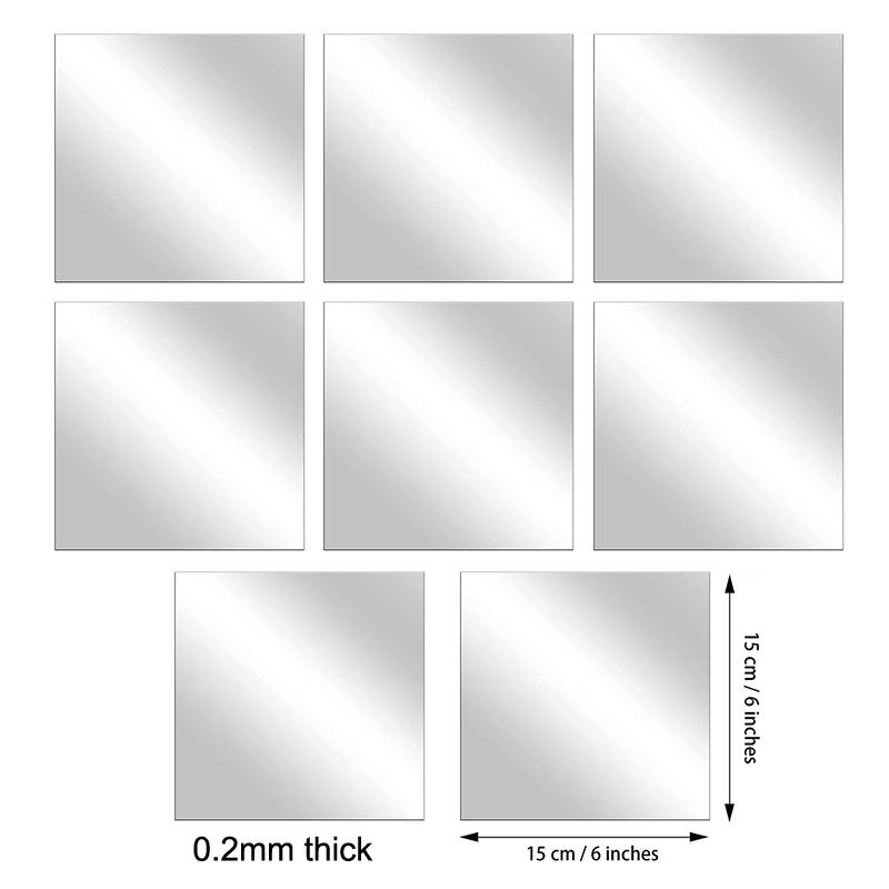 8 Stück 20X20Cm / 30X30Cm Acryl Flexible Spiegelfolien / Selbstklebende Türspiegel-Fliesen / Zuschneidbarer Wandmontierter Spiegel-Stic 8pcs 15X15CM Thick