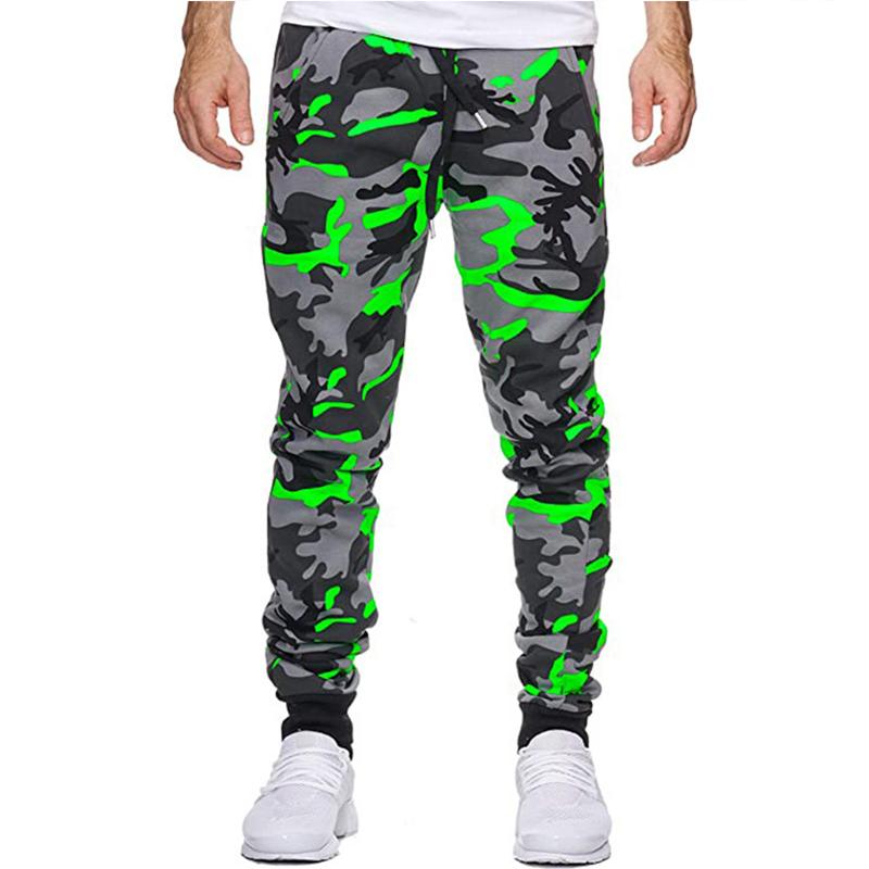Herrenhose Casual Jogger Camouflage Knöchelband Mittlere Taille Männliche Mode Cargo Casual Hose Coole Sport Streetwear Herbst 2XL grün