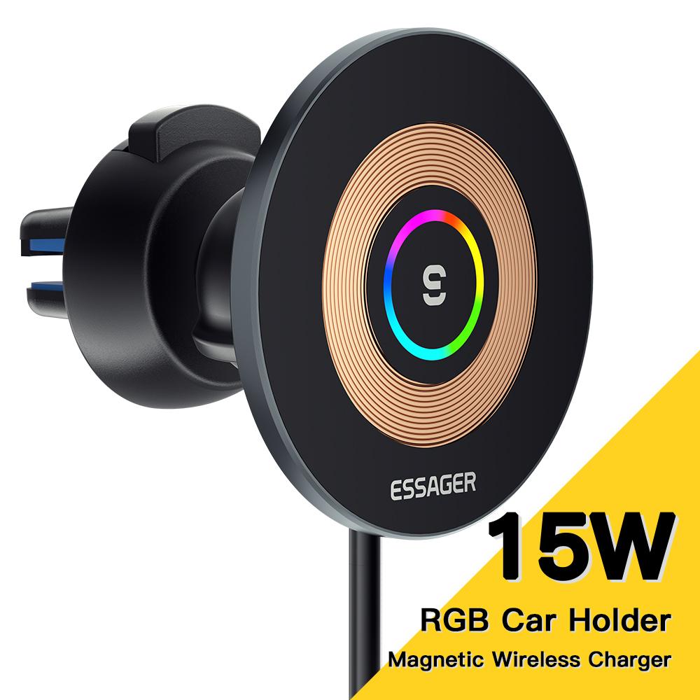 Essager 15w Qi Auto Drahtlose Ladegerät Telefon Halter Halterung Für Iphone 14 13 12 Pro Max Drahtlose Schnelle Lade telefon Halter Ladegerät Black Type A
