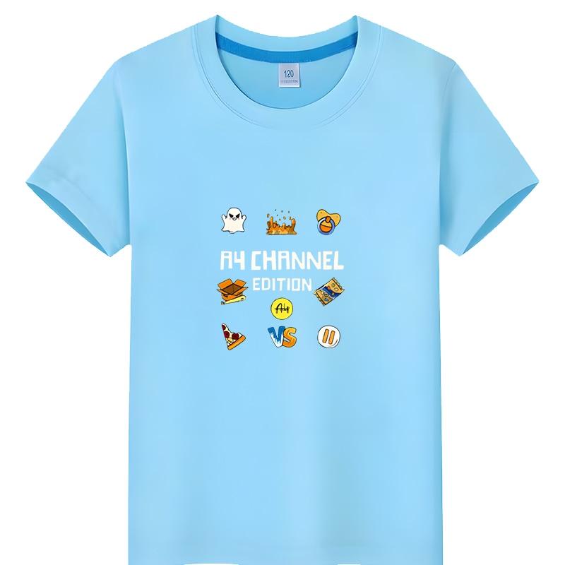Cartoon Merch A4 Lamba Junge Mädchen T-Shirt Sommer 100 % Baumwolle Kinder Vlad A4 Papier Cartoon Kurzarm y2k Kinderkleidung einteilig 100 hellblaue