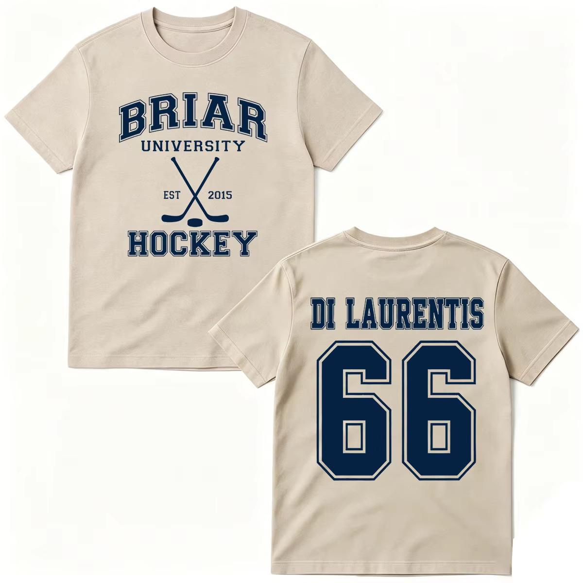 2026 Sommer Mode Trendiges T-Shirt Off Campus TV-Serie T-Shirts Di Laurentis 66 Briar University Hockey T-Shirt Herren Damen Mode Übergroßes T-Shirt XXL beige