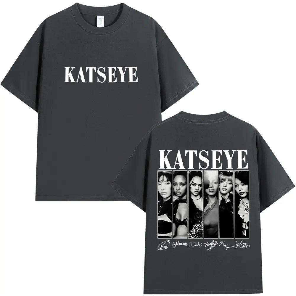 Katseye Grafische T-Shirts Oversized Y2k Streetwear Hip Hop Mode Herren Beliebtes T-Shirt 100% Baumwolle Oversized T-Shirts Streetwear S