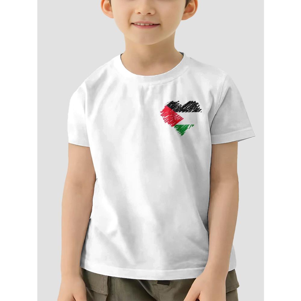 Palästina T-Shirt für einen Jungen Kind T-Shirt Kinderkleidung Jungen T-Shirts Kurzarm Kinderkleidung Tops 2025 T-Shirts Top 140cm