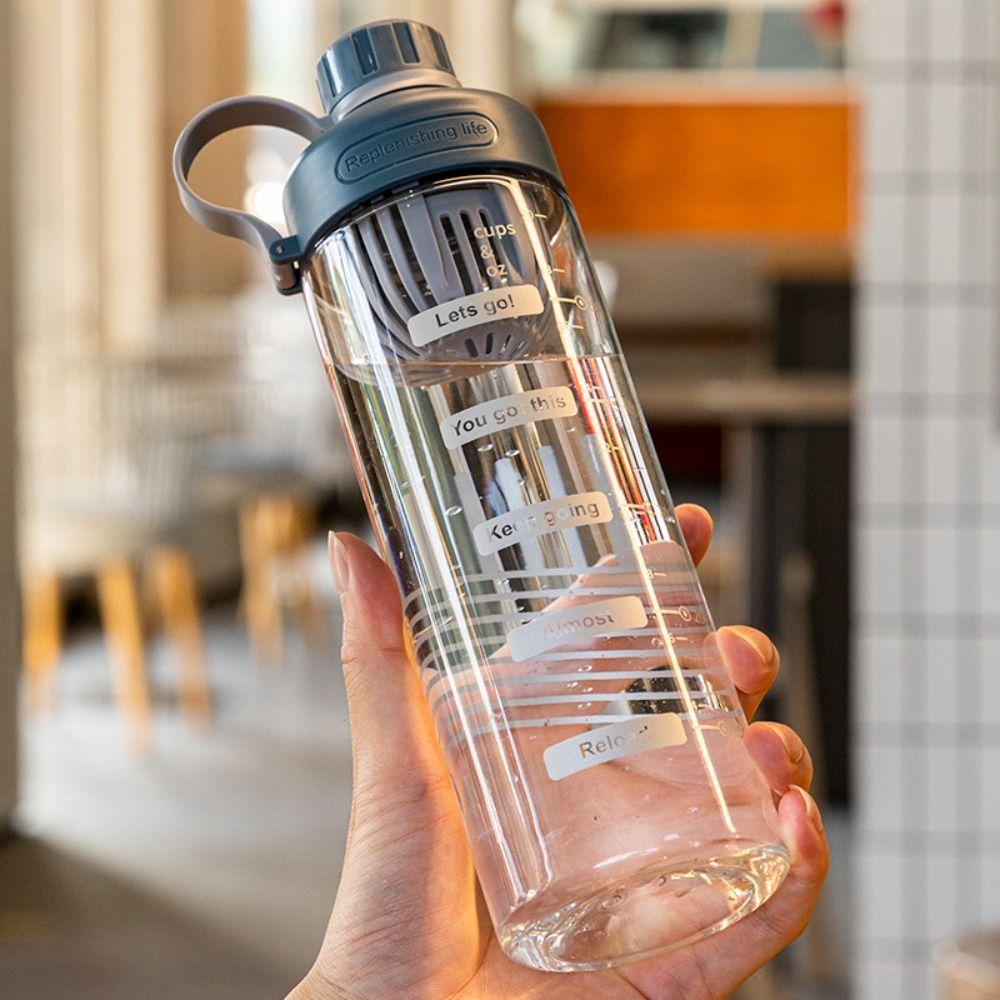 Große Kapazität Weibliche Tee Teiler Tasse Outdoor Sport Flasche Kunststoff Wasser Flasche Flasche Mit Stroh 650ML blau