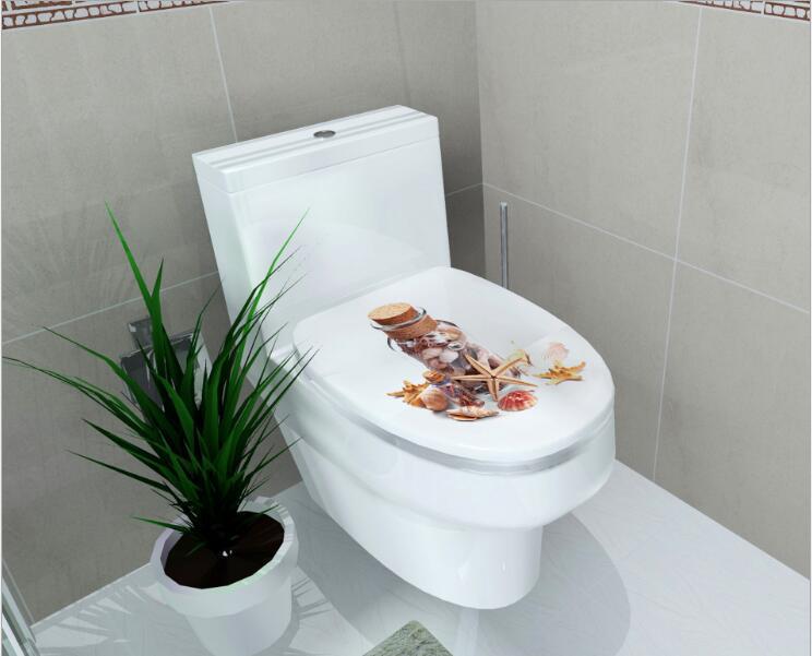 1 Stück 3D Toilettensitz Wandaufkleber Kunst Tapete Badezimmer Aufkleber Selbstklebend Abnehmbar Toilettendeckel Aufkleber Heimdekor Zubehör
