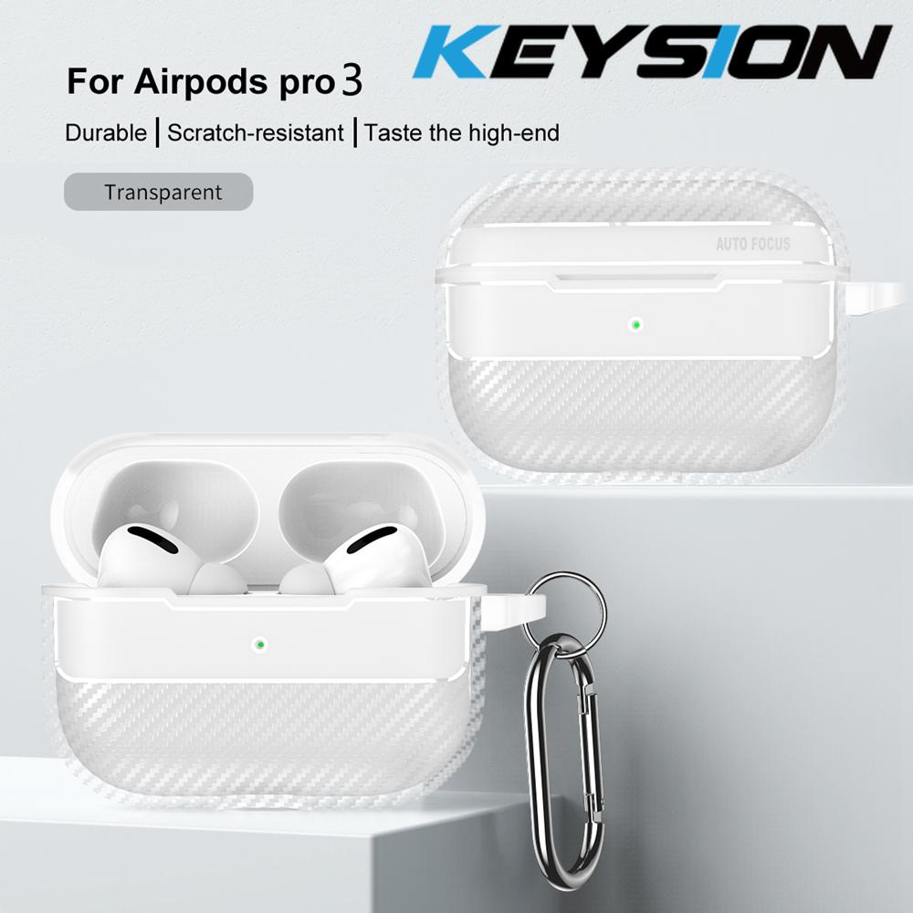 KEYSION Stoßfestes Case für AirPods Pro 3 Carbonfaser-Textur Weiches TPU Silikon Bluetooth Kopfhörerhülle für AirPods Pro 3 2025 for AirPods Pro 3 reinfarbig