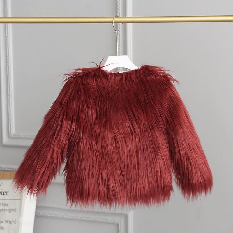 Winter Kinderbekleidung Wolle Pelz Kinder Pelzmantel Damen Kinder Langarm Dicke Kleidung 150cm brown