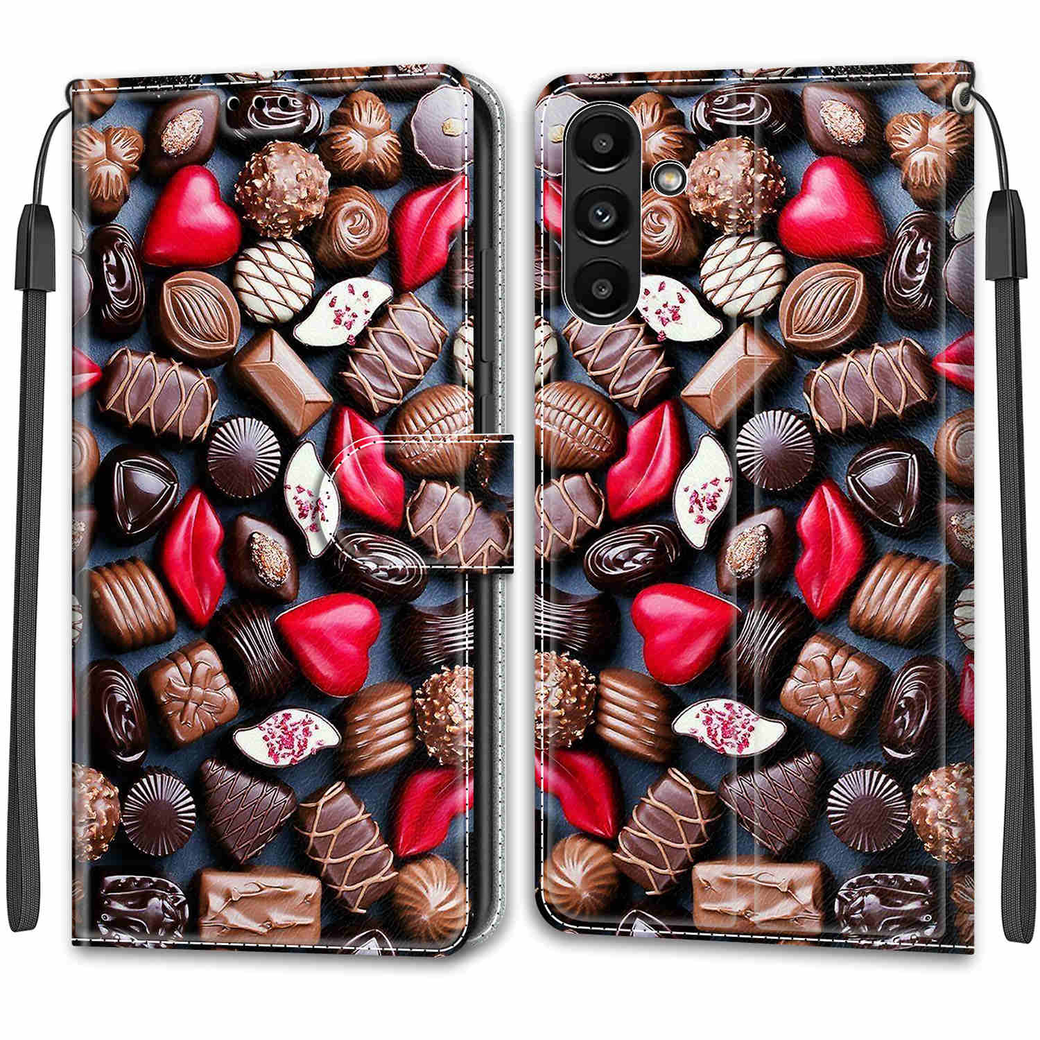 Luxuriöse, bemalte Ledertasche im Brieftaschen-Stil, Schutzhülle für Samsung Galaxy A36 A26 A16 A55 A35 A25 A24 A15 A05 A54 A14 A04S Samsung A51 A71 A40 Samsung Galaxy A03s 166mm