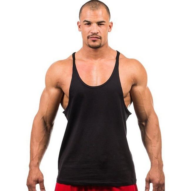 Herren Sommer Gym Singlet Tank Top Stringer Bodybuilding Muskel Fitness Weste M schwarz