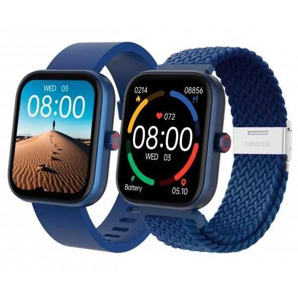 Smartwatch mit rundem 1,8 -Zifferblatt DCU Smartwatch Los Angeles in Blau mit 1,8 -Touchscreen, Bluetooth 5.3-Konnektivität, 22