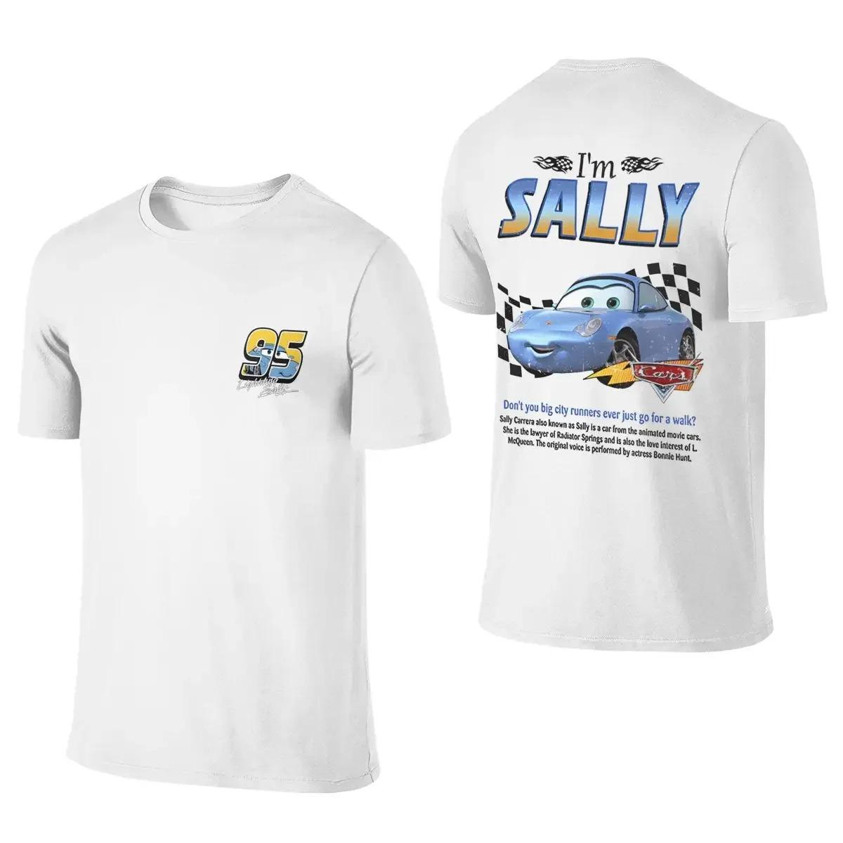 Sommer Lightning McQueen und Sally T-Shirt für Paare Mcqueen Sally T-Shirts Beidseitiger Druck T-Shirt für Damen Herren Baumwolle Oversized Kurzarm M beige
