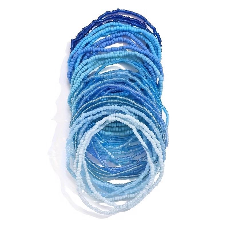 30 Stück Bunte Böhmische Glasperlen Fußkettchen Handkette Stilvolle Perlen-Fußkettchen Armbänder Set für Frauen und Mädchen