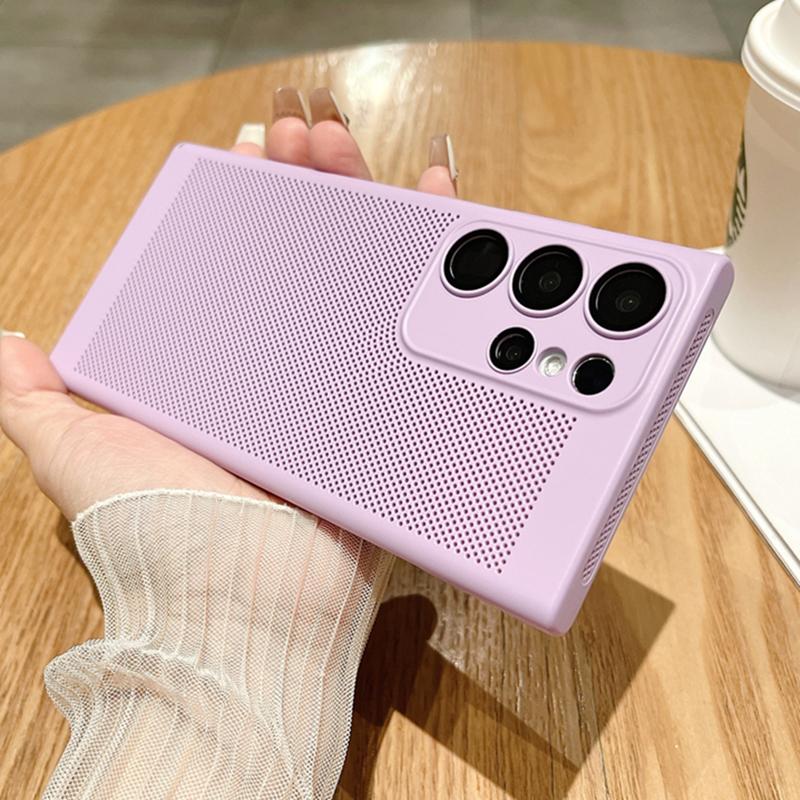 Mesh Wärmeableitung Atmungsaktive Hülle Für Samsung Galaxy S23 S22 S21 Note 10 Plus 20 Ultra S20 FE A73 A53 A52 A54 Harte PC-Hülle For Galaxy S21 Ultra