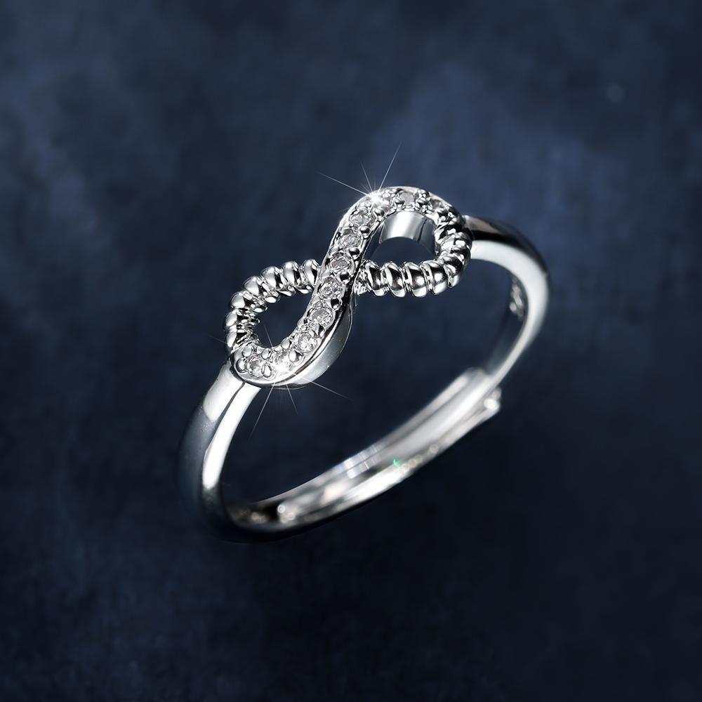 Silber Gold Farbe Weißer Stein CZ Liebe Unendlichkeit Ring Verlobung Verstellbarer Ring Hochzeit Öffnungsringe für Frauen Modeschmuck weiß