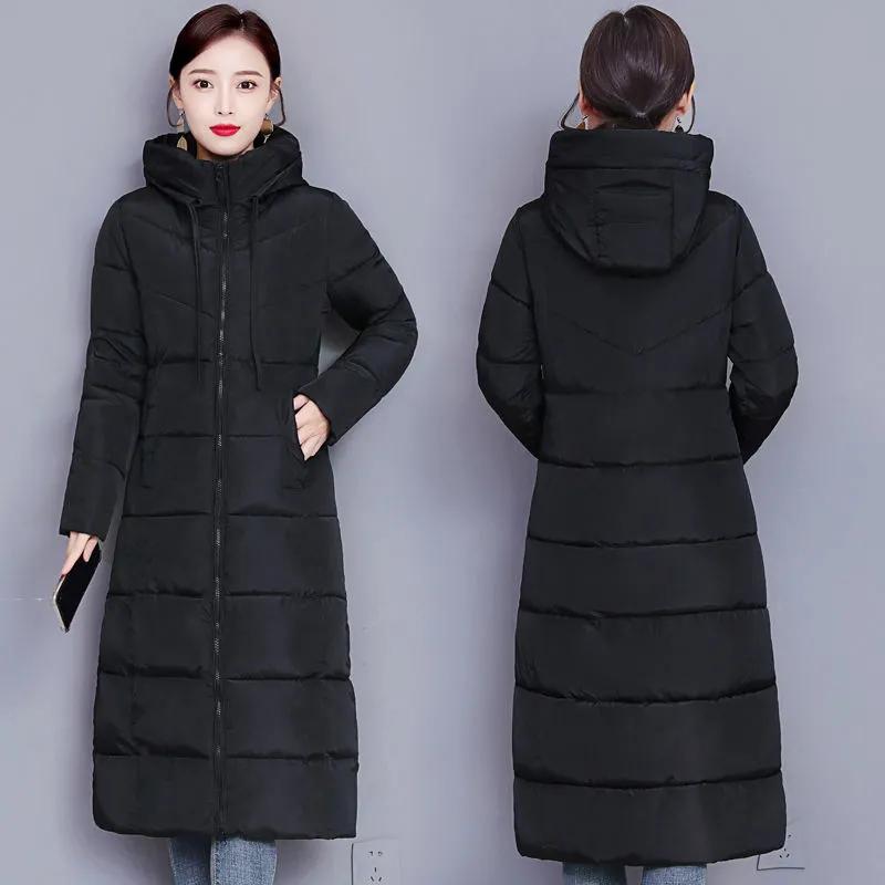 Damen Winter Parkas Jacken Schwarzer Daunenmantel mit Kapuze Übergröße Schwarz Wattierte Jacke Lady Fashion Schlanke Lange Windjacke Oberbekleidung M gray