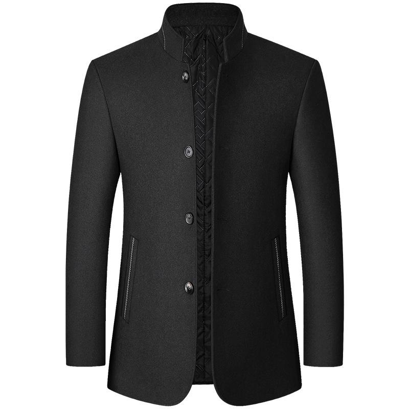 Herren Blazer aus Kaschmir, Anzüge, Jacken, Stehkragen, Business Casual, Anzüge, Mäntel, Slim Fit Blazer 4XL schwarz